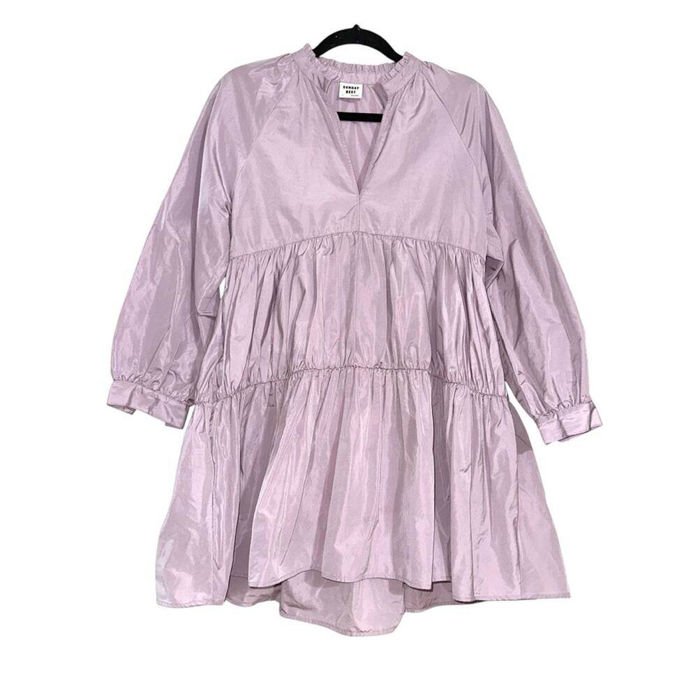 Aritzia Sunday Best Gianna 3/4 Sleeves V-Neck Tiered Mini Babydoll Dress SMALL